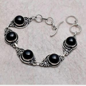 New black onyx sterling silver bracelet